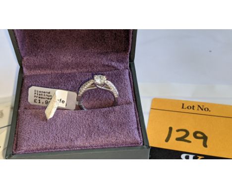 Platinum 950 &amp; diamond ring. The labelling suggests this ring is pre-owned. There is a label stating 0.52ct of diamonds h