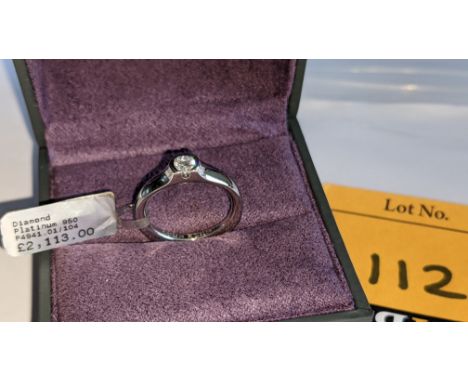 Platinum 950 &amp; diamond ring with 0.275ct F/VS stone RRP £2,113We have used a ring sizer mandrel to determine the inside d