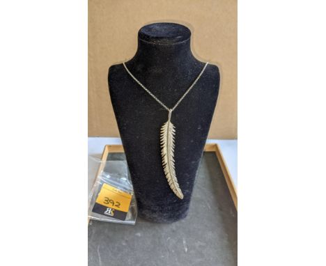 Long curved feather silver pendant on long necklace RRP £295This is the second in a series of three sales which collectively 