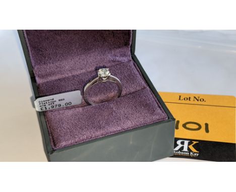 Platinum 950 ring with 0.50ct diamond. Includes diamond report/certification indicating the central stone is colour E &amp; c