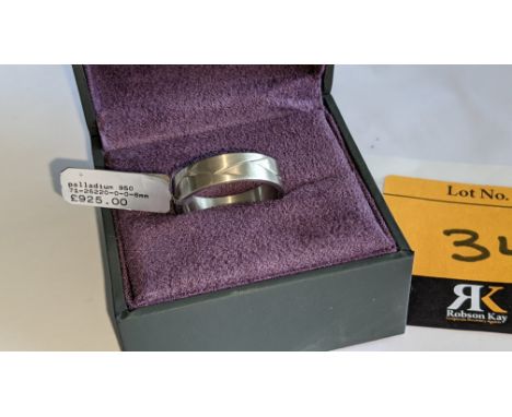 Palladium 950 6mm woven ring. RRP £925We have used a ring sizer mandrel to determine the inside diameter in mm of this ring, 