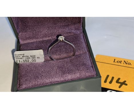 18ct white gold ring with 0.20ct G/Si brilliant cut diamond RRP £1,152We have used a ring sizer mandrel to determine the insi