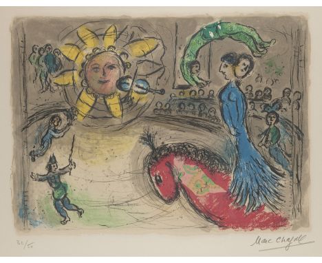 MARC CHAGALL1887 Witebsk - 1985 Paul de Vence'SOLEIL AU CHEVAL ROUGE' (1979) Farblithografie auf Velin. DM 30,4 x 41,9 cm, SM