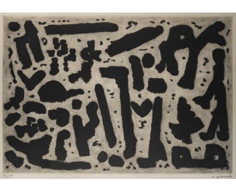 A.R. PENCK1939 Dresden - 2017 Zürich'SNOW IN JERUSALEM' (1983) AUS 'EXPEDITION TO HOLYLAND' Aquatinta Radierung auf Bütten. D