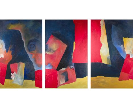 MODERNER KÜNSTLERTätig 2. H. 20. Jh.TRIPTYCHON (1992) Mischtechnik auf Leinwand, 3-tlg.. Jeweils 129 x 80,5 cm (R. 132 x 83 x