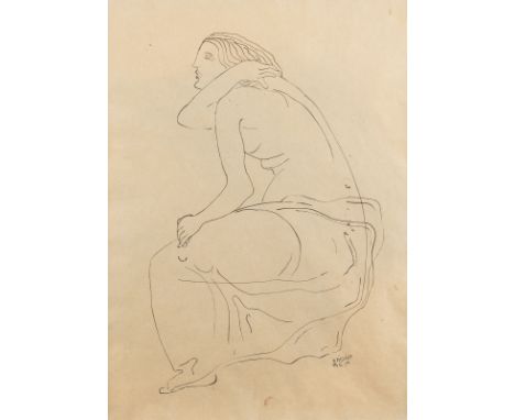 BELA KADARBudapest 1877 - 1956RÜCKENAKT Feder auf bräunlichem Papier. SM 30 x 23 cm (R. 46 x 38 cm). Unten rechts signiert. M