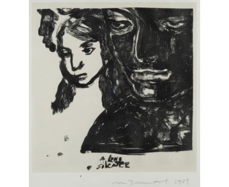 MARLENE DUMAS1953 Kapstadt'A LONG SILENCE' (1989) Lithografie auf Velin, Edition Griffelkunst, Hamburg. DM 25,,5 x 25 cm, BM 