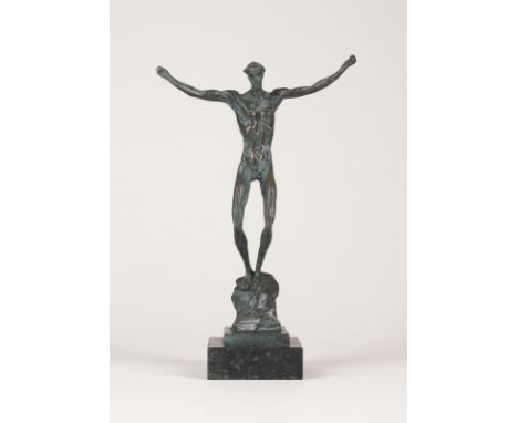 ARNO BREKER1900 Elberfeld - 1991 Düsseldorf'ECCE HOMO' (1968) Bronze, dunkelbraun patiniert, auf Steinsockel. Ges.-H. 31,5 cm