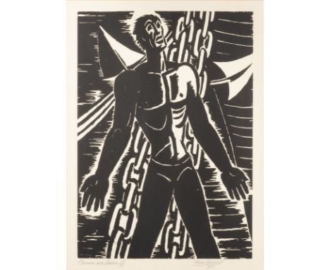FRANS MASEREEL1889 Blankenberghe - 1972 AvignonPAAR GRAFIKEN ('L'HOMME AUX CHAINS', 1952 / 'SOIR, MATIN', 1956) Jew. Holzschn