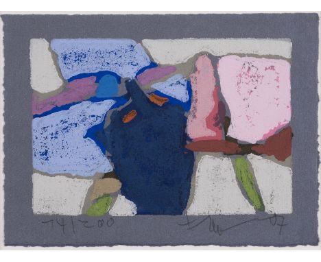 KLAUS FUSSMANN1938 VelbertPAAR LINOLSCHNITTE ('IRIS UND MOHN', 2007 / ELBPHILHARMONIE, 2016) Jew. Linolschnitt auf farbigem P