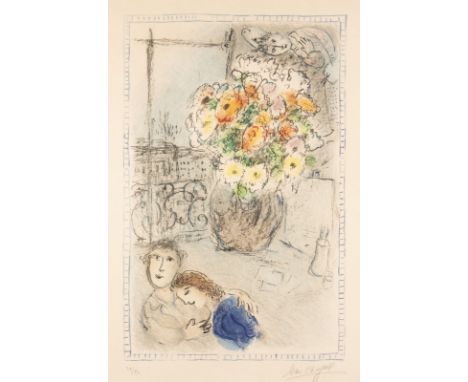 MARC CHAGALL1887 Witebsk - 1985 Paul de Vence'LES RENONCULES' (1973) Farblithografie auf Arches. DM 63 x 40,5 cm, SM 70,5 x 4
