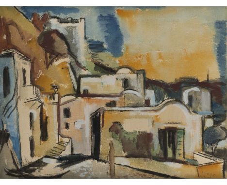 HANS SCHRÖERS1903 Düsseldorf - 1967 ebenda'POSITANO' (1955) Mischtechnik auf Papier. SM 45 x 58 cm (R. 61,5 x 80,5 cm). Unten
