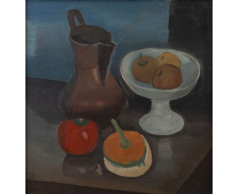 FRANZ DOMSCHEIT('Pranas Domsaitis')1880 Copiens, Samland - 1965 Kapstadt, SüdafrikaSTILLLEBEN MIT KRUG UND FRÜCHTESCHALE Öl a