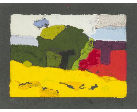 KLAUS FUSSMANN1938 VelbertPAAR LINOLSCHNITTE Linolschnitt auf farbigem Karton. BM 14 x 18 cm (R. 30 x 35 cm) bzw. BM 19,5 x 2