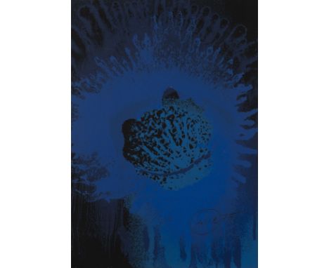 OTTO PIENE1928 Laasphe - 2014 Berlin'BLUE SUN' (1975) Farbserigrafie auf Karton. BM 30 x 21 cm (R. 51,5 x  41,5 cm). Unten re