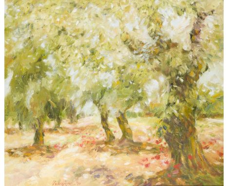 KLAUS SCHOPPE1939 Bremen -  lebt und arbeitet in Worpswede'PROVENCE UND OLIVEN...' (1990) Öl auf Leinwand, auf Sperrholz. 60 