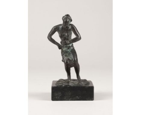ARNO BREKER1900 Elberfeld - 1991 Düsseldorf'KLEINE TÄNZERIN' (1929) Bronze, dunkelbraun patiniert, auf Steinsockel. Ges.-H. 1