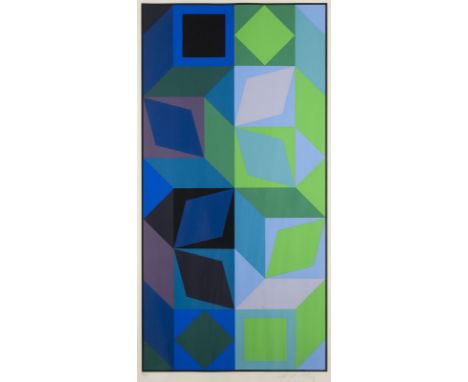 VICTOR VASARELY1906 Pécs, Ungarn - 1997 Paris'DOM IV BV' (1969) Farbsiebdruck auf Karton. DM 66,5 x 33,5 cm, SM 71,5 x 38 cm.