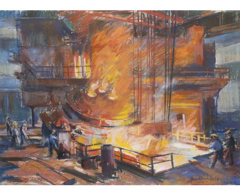 ERWIN LUTZ-WALDNER1912 Obermais, Österreich - 1975 InnsbruckIM HÜTTENWERK Farbkreide auf Papier. SM 48 x 65 cm (R. 78 x 96 cm