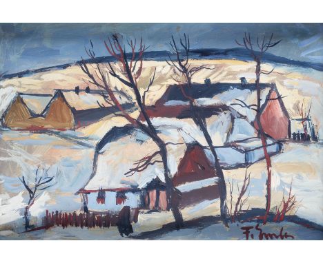 FRANTISEK EMLER1912 Pschelautsch, Tschechien - 1992 PragWINTERLANDSCHAFT Öl auf Karton. 29 x 41 cm (R. 34,5 x 46,5 cm). Unten