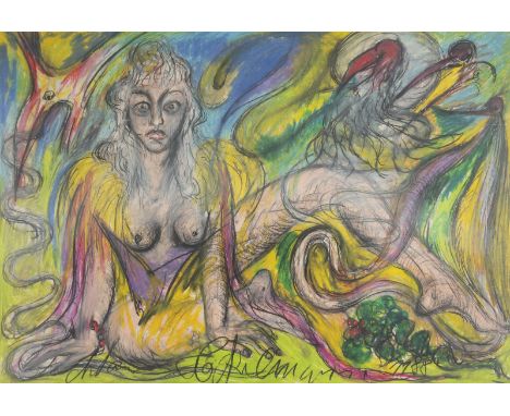 ANTONIUS HÖCKELMANN1937 Oelde - 2000 KölnLIEGENDER DAMENAKT (1988) Mischtechnik auf Bütten. SM 69,5 x 100 cm (R. 107 x 139 x 