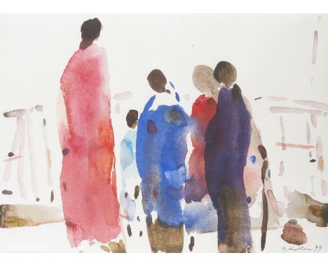 OSKAR KOLLER1925 Erlangen - 2004 FürthFIGURENGRUPPE (1999) Aquarell auf Bütten. 28 x 38 cm (R. 51,5 x 66,5 cm). Unten rechts 