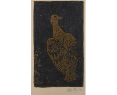 OTTO PANKOK1893 Mühlheim/Ruhr - 1966 Wesel'TAUBE' (1952) Steinätzung auf Goldgrung, auf Velin. DM 32,4 x 18,3 cm, SM 49,5 x 3