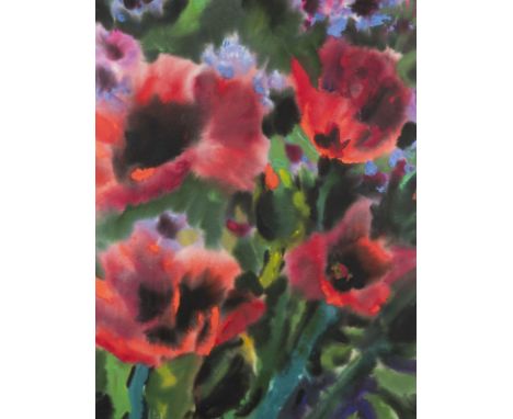 LOTHAR MALSKAT1913 Königsberg - 1988 Wulfsdorf bei LübeckMOHNBLUMEN Mischtechnik auf Bütten. SM 68,5 x 52,5 cm (R. 84,5 x 68,
