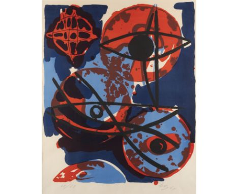 ERNST WILHELM NAY1902 Berlin - 1968 Köln'ROT AUS BLAU' (1964) Farblithografie auf BFK Rives, mit Wasserzeichen. DM 54 x 46,5 