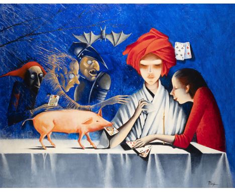 MARGARITA PUEVA1950 Pernik, Bulgarien - 2016 Düsseldorf'EARLY BREAK OF THE DAY' (2008) Öl auf Leinwand. 100 x 80 cm (R. 83 x 