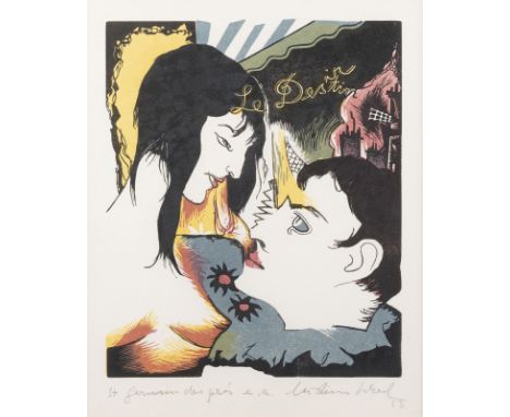 CHRISTIAN SCHAD1894 Miesbach - 1982 Stuttgart'ST GERMAIN DES PRES' (1955) Linol- und Farbholzschnitt auf Velin. DM 23 x 19 cm