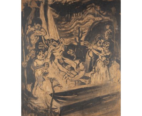 UNBEKANNTER EXPRESSIONISTTätig in der 1. Hälfte des 20. Jh.ZWEI HOLZSTÖCKE 'ANBETUNG' UND 'GRABLEGUNG' Beschnitzte Sperrholzp