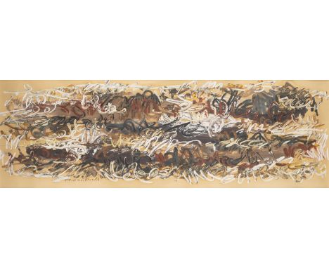 WALTER LOTHAR BRENDEL1923 Ludwigshafen am Rhein - 2013 Prien am ChiemseeOHNE TITEL (1960) Öl auf Papier, auf Karton. SM 33 x 