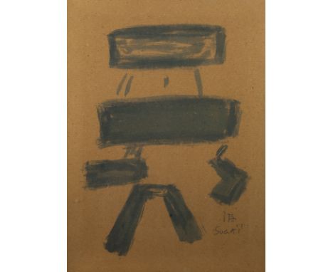 KUMI SUGAI1919 Kobe (Japan) - 1996 ebendaOHNE TITEL (UM 1957/58) Tusche auf bräunlichem Papier. SM 48 x 35 cm (R. 51 x 38,5 c