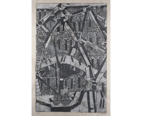 HORST JANSSEN1929 Hamburg - 1995 ebenda'SPEICHERSTADT' (1958) Farbholzschnitt auf Japan. DM 76 x 49 cm, BM 93 x 64 cm. (R. 71