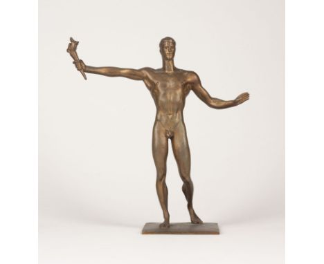 ARNO BREKER1900 Elberfeld - 1991 Düsseldorf'FACKELTRÄGER' (1939) Bronze, goldbraun patiniert. H. 32 cm, Gew. 2,0 kg. Auf der 