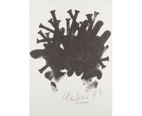 GUENTHER UECKER1930 Wendorf, Mecklenburg - lebt und arbeitet in Düsseldorf'NAGELKREUZUNG' (1987) Offsetlithografie auf Bütten