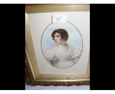 ENGLISH SCHOOL - watercolour portrait of female - believed to be Lady Caroline Baillie-Hamilton - 19th century - 29cm x 23cm 