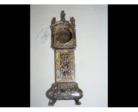 An ornate silver longcase clock/watch holder - Dutch mark for 1901 - 24cm high 