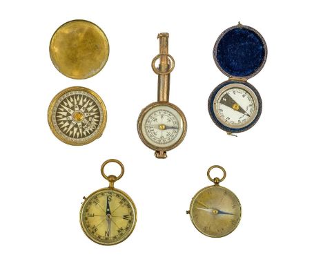 A collection of five compasses. Including The Rapid Opera and Field Glass with Compass. (5)