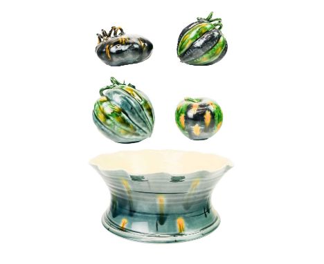 Kevin DE CHOISY (1954-2020)  A ceramic fruit bowl, with impressed seal mark to base, diameter 27cm, together with contents of