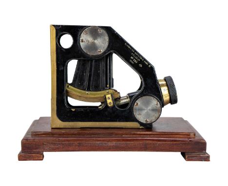 A WWII Admiralty pattern Inspectors clinometer. Brass and black lacquered, No 220, by P.T.I. Co Ltd and dated 1940, length 22