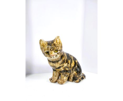 A Winstanley cat, glass eyes, in seated position, signed, size 3