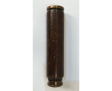 A naval telescope, 4 draw in bronze and brass by J.T. COPPOCK Ltd, London, 56cm extended 