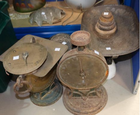 Two 19th century balance scales with weights 