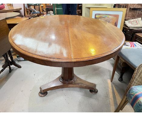A 19th century mahogany tilt top breakfast table with octagonal column and tripod base 