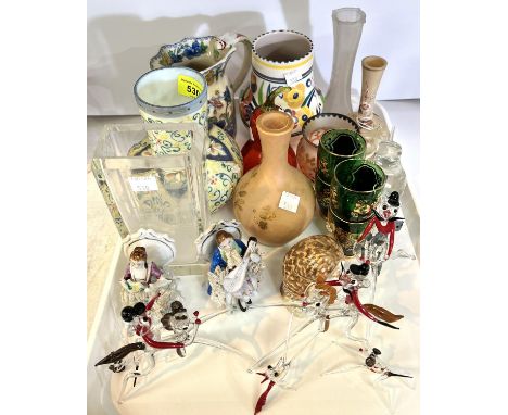 A 1950's Poole vase and decorative china and glass animal figures, collectors plates, Royal ware etc.