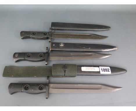 United Kingdon, an LIA8 First Type LIAI SLR Bayonet and scabbard, an LIA3 second type Bayonet, scabbard with webbing frog