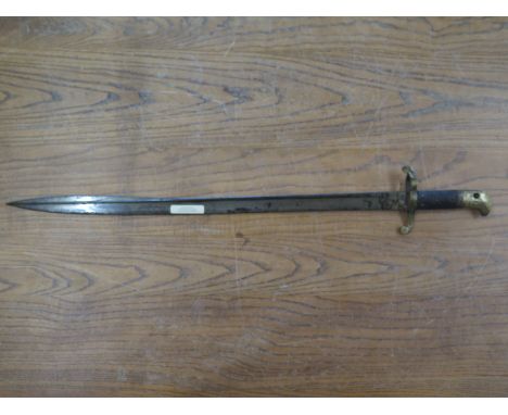 United Kingdom 1855 pattern Lancaster Art Carbine pipe bayonet without scabbard - overall length 74cm with back chequered lea