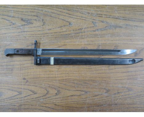 A Japanese Arisaka 1897 type 30 Bayonet with straight quillion, National Denki under Kokura supervision markings, with scabba